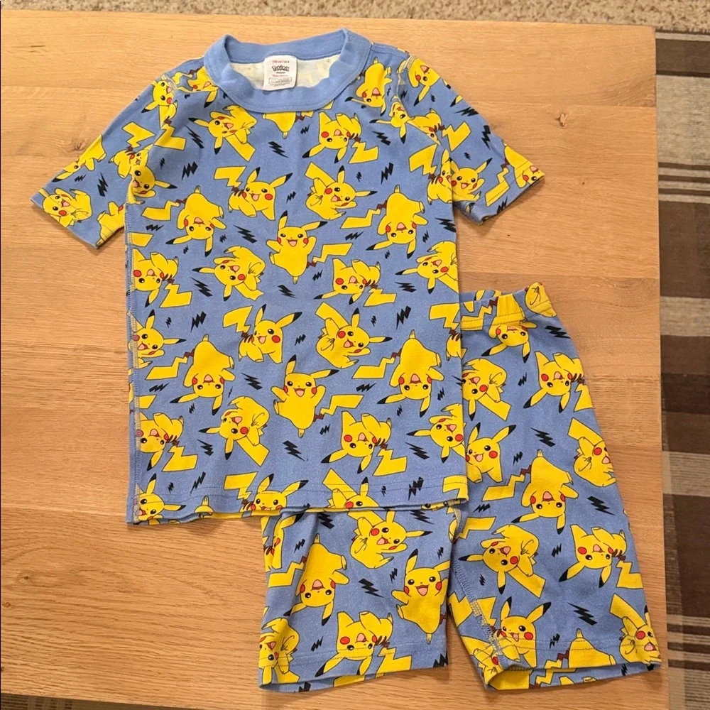Hanna Andersson Blue and Yellow Pikachu Short Pajama Set